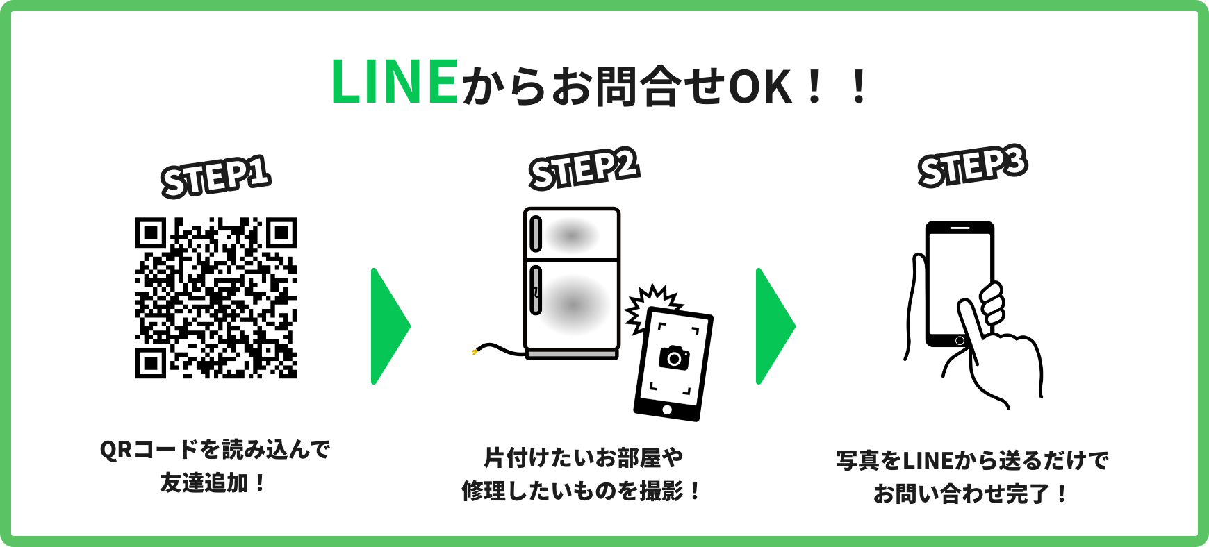 LINEからのお問い合わせOK！
